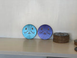 Cat Face Steel & Cork Coaster with Translucent Metallic Powder Coat