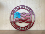 Personalized American Flag Door Hanger Metal Wall Art