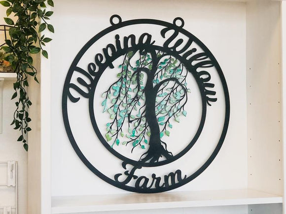 Willow Tree Personalized Door Hanger Metal Wall Art Multi-Color Fade