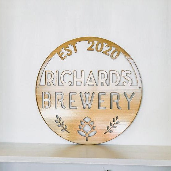Personalized Brewery Metal Wall Art Sign, Indoor Outdoor Home Decor, Housewarming Gift