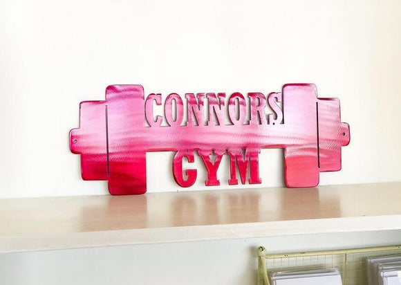 Personalized Gym Barbell Dumbbell Metal Wall Art