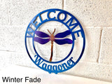Dragonfly Personalized Door Hanger Metal Wall Art - Any Color Powder Coat Combo