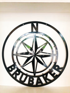 Compass Rose Personalized Metal Wall Art