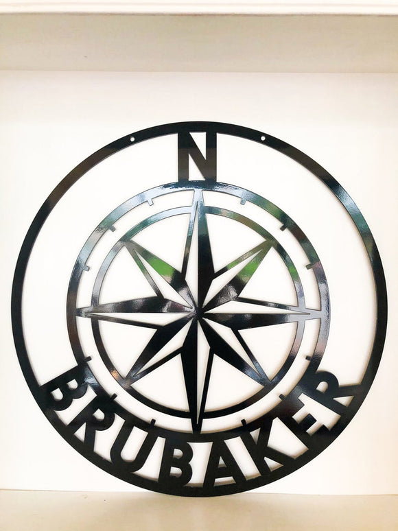 Compass Rose Personalized Metal Wall Art