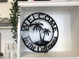 Welcome Palm Tree Scene Personalized Metal Sign