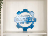Garage Sign Personalized Gear Metal Wall Art