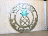 Welcome Pineapple Personalized Metal Wall Art or Door Hanger