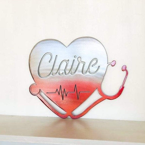 Stethoscope & Heart Metal Wall Art 