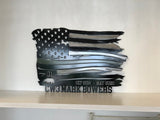 Tattered Flag Thin Green Line Metal Wall Art with Black and Clear Powder Coat, Handmade, Quality Home Decor