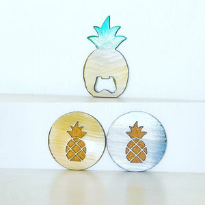 Pineapple Steel & Cork Coaster or Bottle Opener
