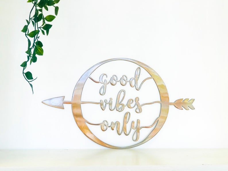 Good Vibes Only Metal Arrow Wall Art Sign