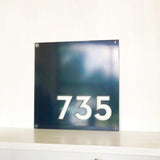 Square Metal Address Modern Sign