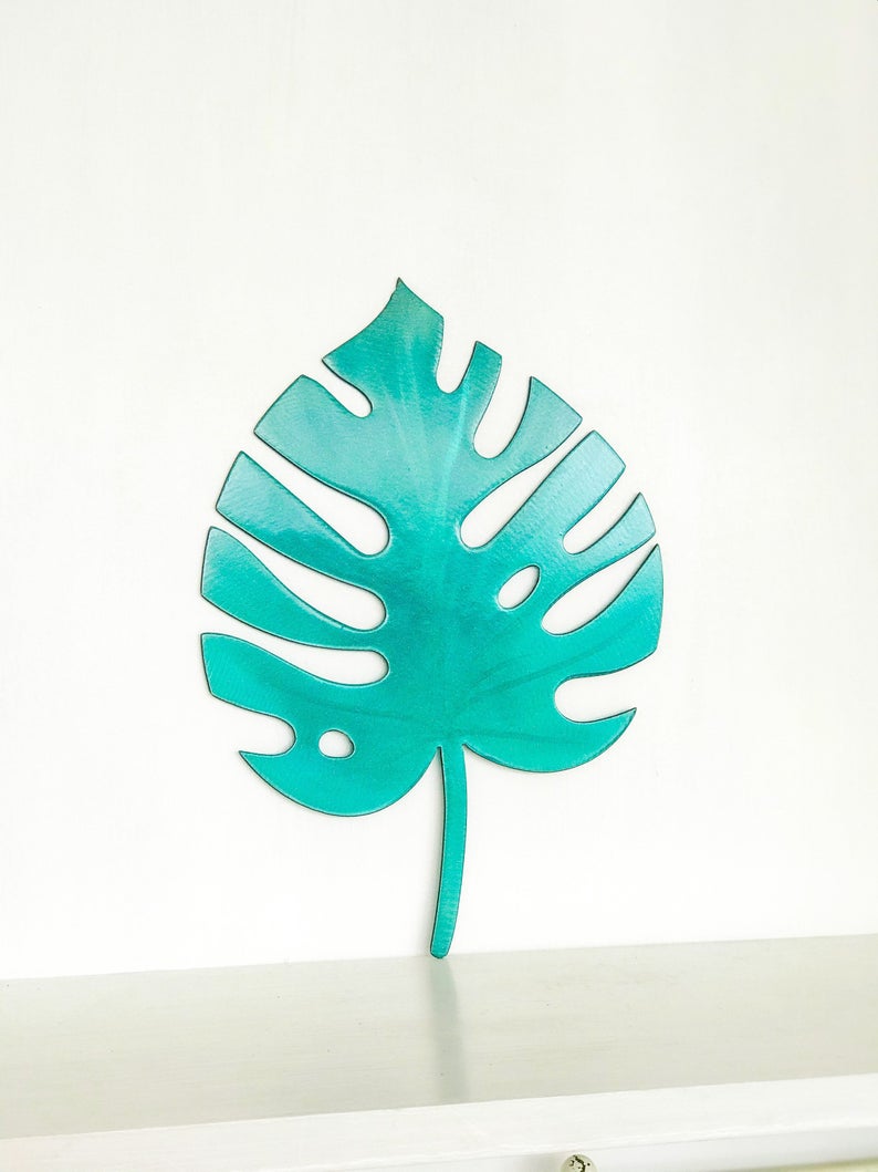 Tropical Leaf Metal Wall Art, Powder Coated