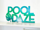 Pool Daze Metal Wall Art With Tropical Leaf | Powder Coated