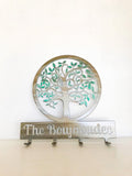 Personalized Tree of Life with Last Name Metal Wall Art with Hooks