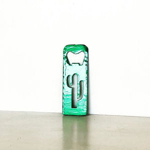 Cactus Bottle Opener with Powder Coat, Choose your Color, Handmade, Magnetic or Keychain