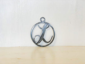 Script Monogram Metal Letter Christmas Tree Ornament