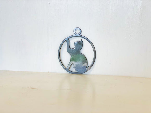 Cat Pawing Metal Christmas Tree Ornament