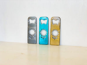 Sunflower Bottle Opener with Powder Coat - Choose your Color, Magnetic or Keychain