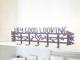 Hey Good Looking Metal Hanger with 5 Hooks, Mounting Hardware Included