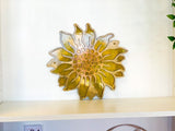Sunflower Metal Wall Art - Marble Fade Gold & Candy Yellow