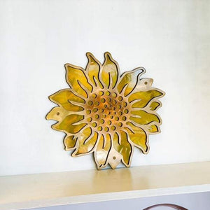 Sunflower Metal Wall Art - Marble Fade Gold & Candy Yellow