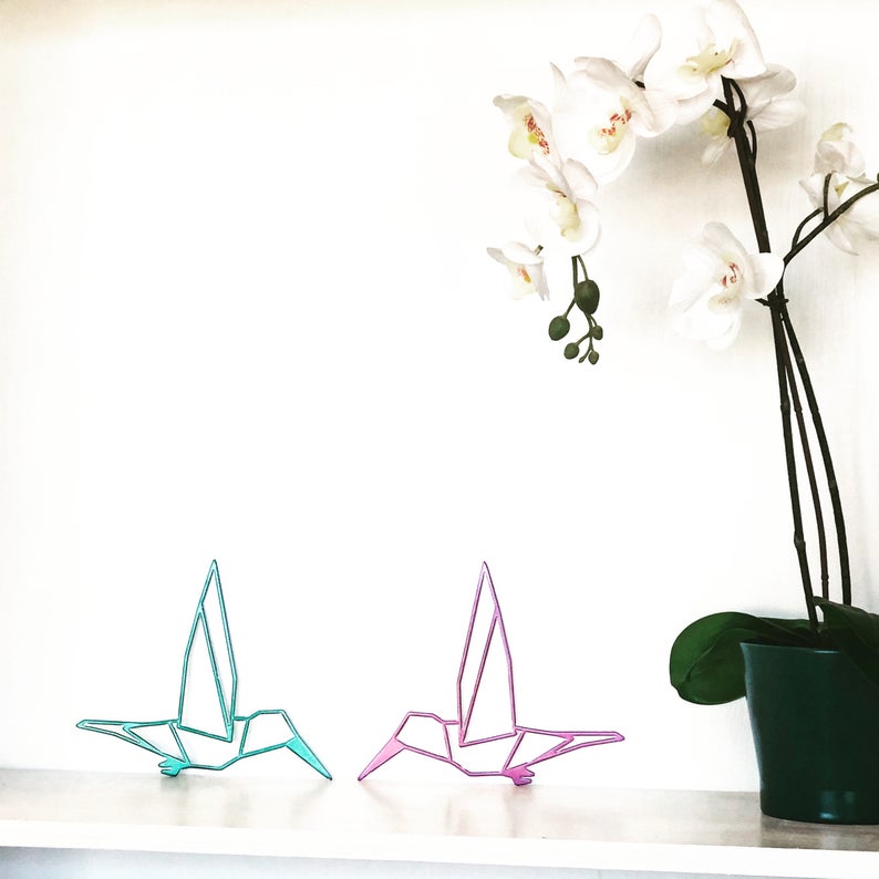 Geometric Hummingbird Metal Wall Art