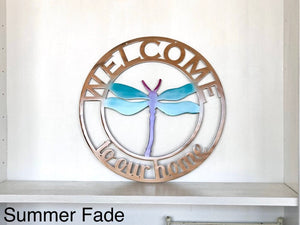 Dragonfly Personalized Door Hanger Metal Wall Art - Any Color Powder Coat Combo