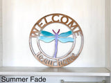 Dragonfly Personalized Door Hanger Metal Wall Art - Any Color Powder Coat Combo