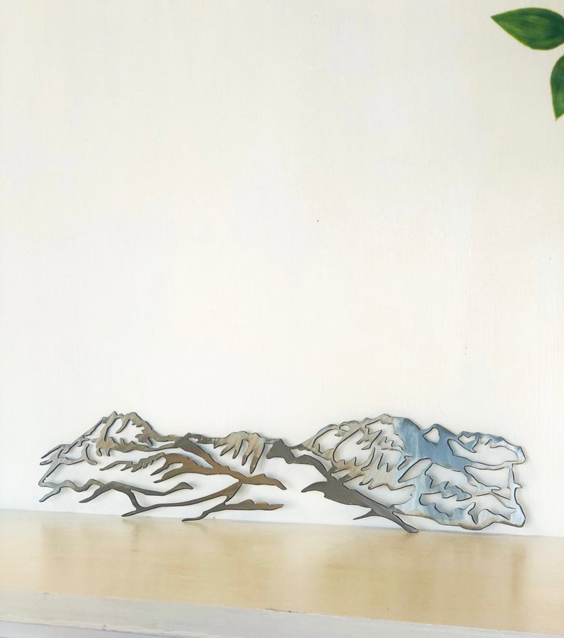 Olympic Mountain Range Metal Wall Art with Powder Coat