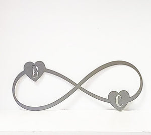 Infinity Metal Wall Art Hearts with Personalized Initials
