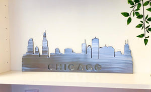 Chicago Skyline Metal Wall Art with Powder Coat, 34 Color Options
