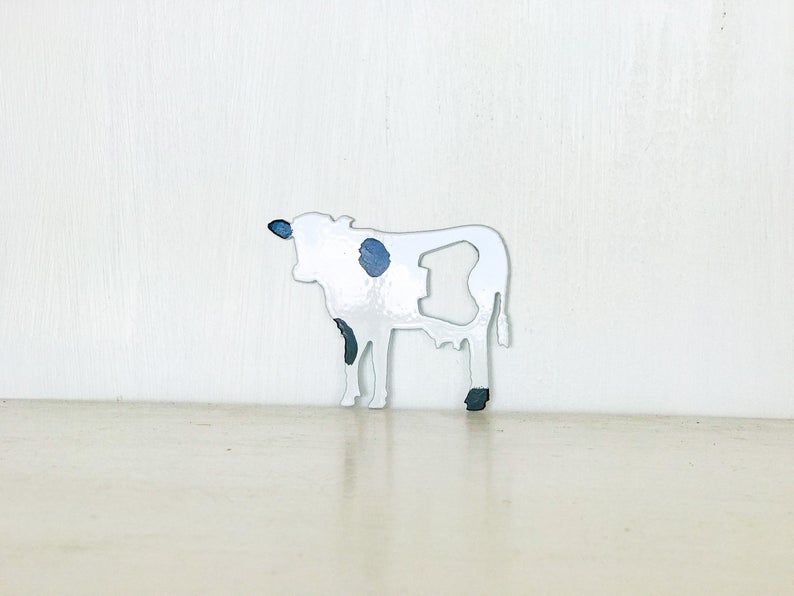 Cow Bottle Opener with Powder Coat, Choose your Color, Handmade, Magnetic or Keychain