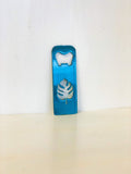 Tropical Leaf Bottle Opener with Powder Coat, Choose your Color, Handmade, Magnetic or Keychain