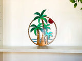 Palm Tree Scene Sunset Metal Wall Art Sign - Outdoor Beach Decor
