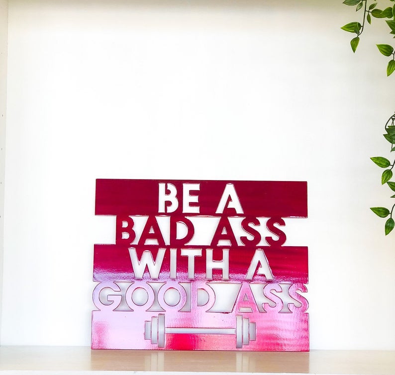 Pegatina De Pared 'Be A Bad Ass With A Good Ass' - 96x30 Cm, Vinilo, Decoración Motivacional Para Gimnasio O Hogar