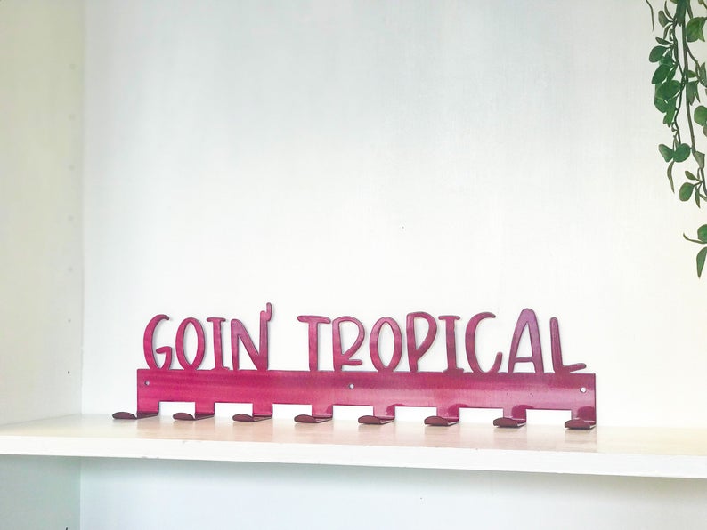 Personalized Towel Rack Hanger with Hooks, Powder Coated with Matching Screws