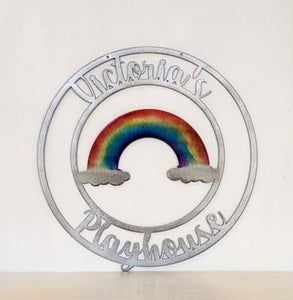 Personalized Metal Rainbow Door Hanger Metal Wall Art