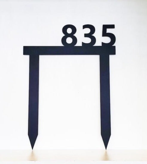 Modern Metal Address Number Yard Stake with Powder Coat, Any Color
