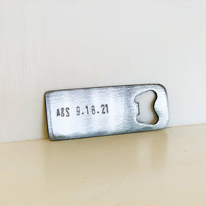 Personalized Steel Bottle Opener | Hand Stamped | Wedding Gift | Anniversary Gift | Established Date | Initials