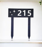 Mid Century Modern House Number Metal Yard Stake | Retro Outdoor Decor | Address Marker