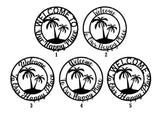 Welcome to our Happy Place Palm Tree Scene Sign | Weatherproof Door Hanger | Wall Art | Pool Sign | Housewarming Gift | Patio Décor
