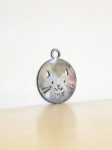 Personalized Cat Face Metal Ornament | Hand Stamped | Christmas Tree Hanger | Gift for Cat Lover | Pet Gift | New Kitten Present