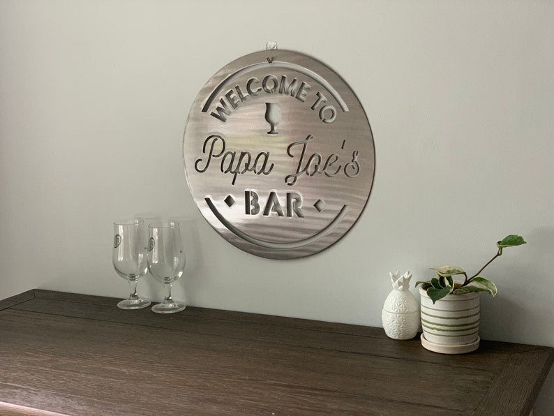 Personalized Bar Sign Metal Wall Art, Indoor or Outdoor Home Decor, Home Bar, Housewarming Gift