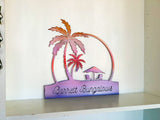 Personalized Beach Chair Scene Metal Sign - Customizable Weatherproof Door Hanger or Wall Art Powder Coat | Palm Tree Home Decor