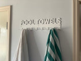 Pool Towels Metal Towel Rack Hanger with Hooks, Powder Coated with Matching Screws