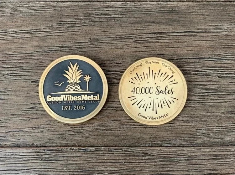 40mm Engraved Brass Challenge Coin
