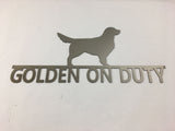 Golden Retriever On Duty Metal Wall Art Dog Sign