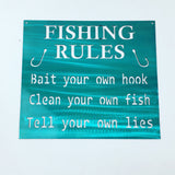 Funny Metal Fishing Rules Metal Wall Art Sign, Lots of Powder Coat Options