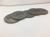 Faith, Hope, Love or Cross Steel & Cork Coasters - Handmade